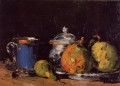 Sugar Bowl Peras y Copa Azul Paul Cezanne Impresionismo bodegón
